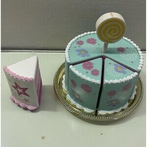 American Girl Doll Birthday Party Cake And Gold Tray + Lollipop Our Generation